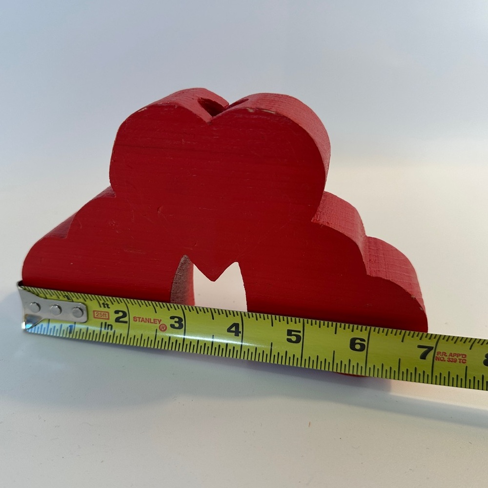 VTG Hand Painted Wooden Scandinavian Three Hearts Heart Taper Candle Holder Deco - Picture 9 of 9